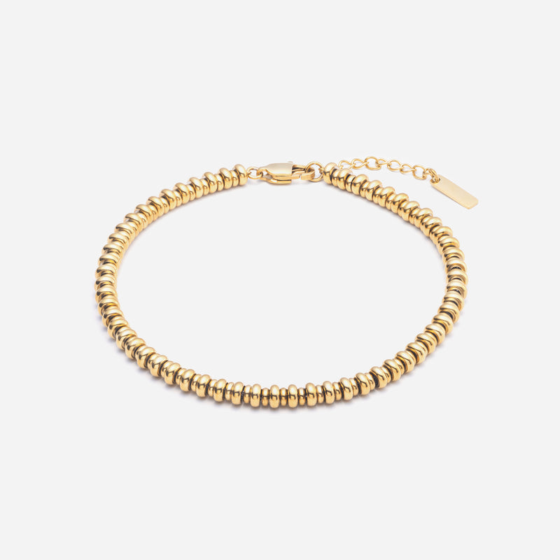 A001 stainless - uneven beads anklet - gold