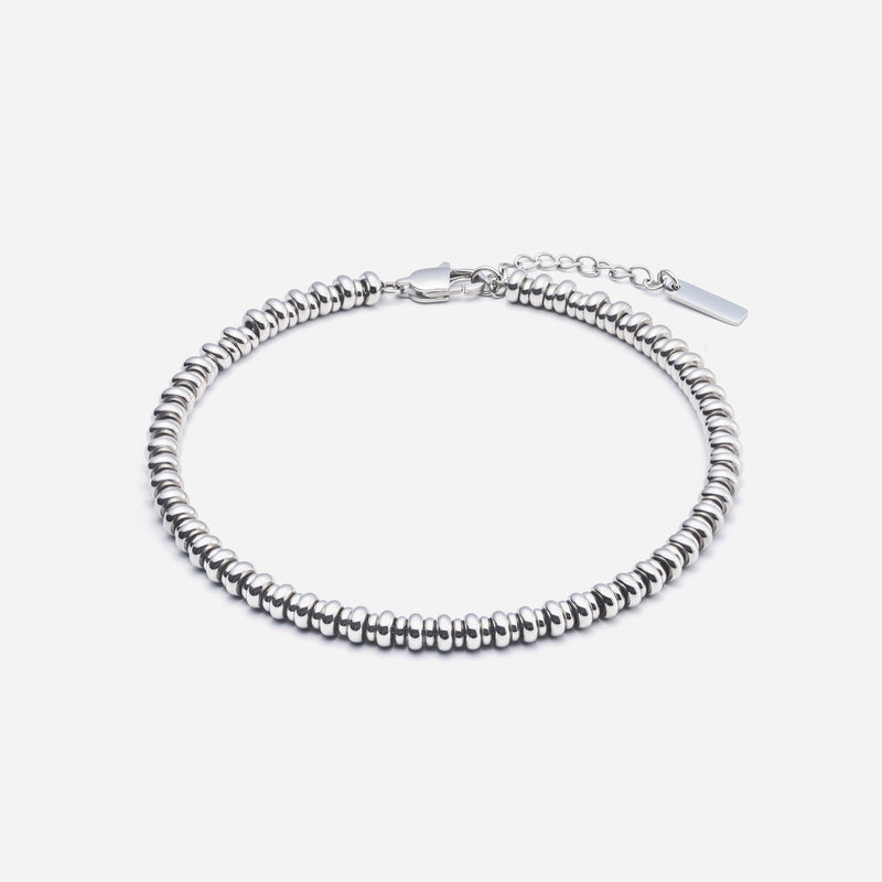 A001 stainless - uneven beads anklet - silver