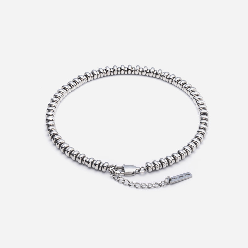 A001 stainless - uneven beads anklet - silver