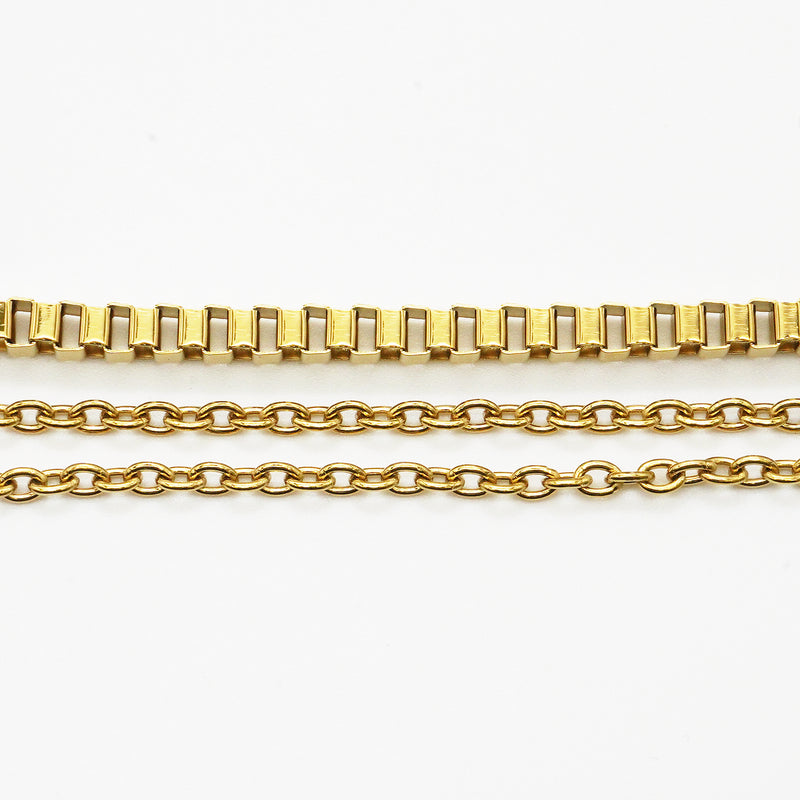 A002 stainless - box/azuki chain anklet - gold