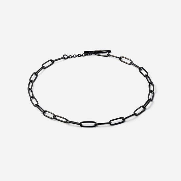 A003 stainless - oval chain anklet - black