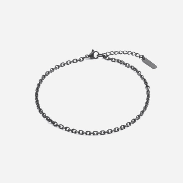 A004 stainless - cut azuki chain anklet - black