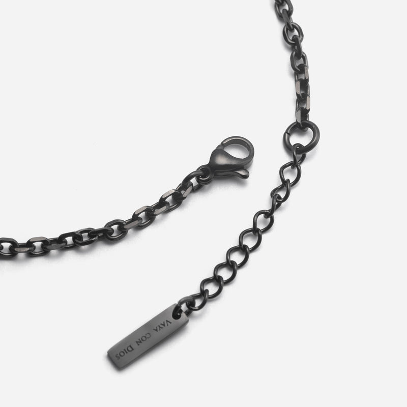 A004 stainless - cut azuki chain anklet - black