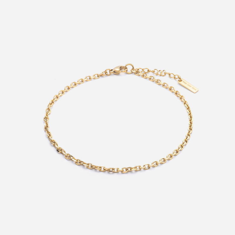 A004 stainless - cut azuki chain anklet - gold