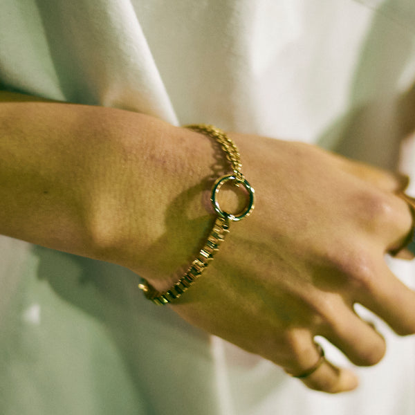 B82 stainless - box/azuki chain bracelet - gold