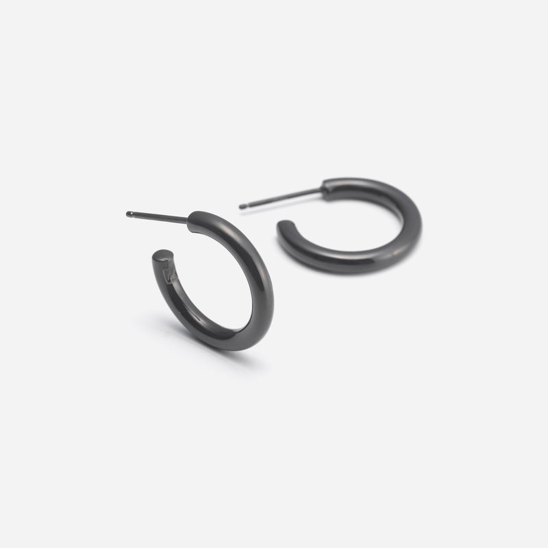 E153 stainless - Hoop pierce（pair）- black