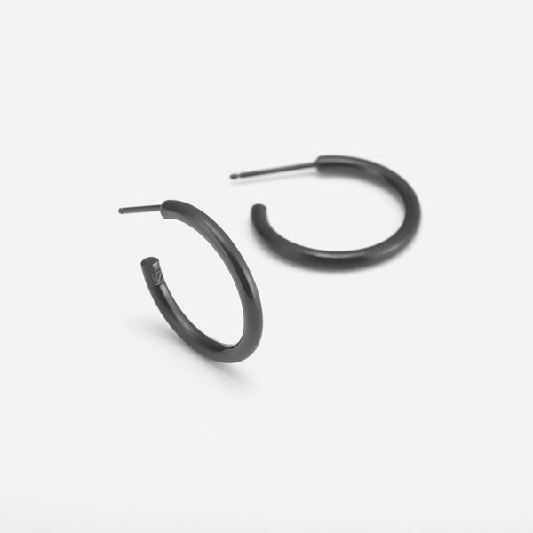E154 stainless - Hoop pierce（pair）- black