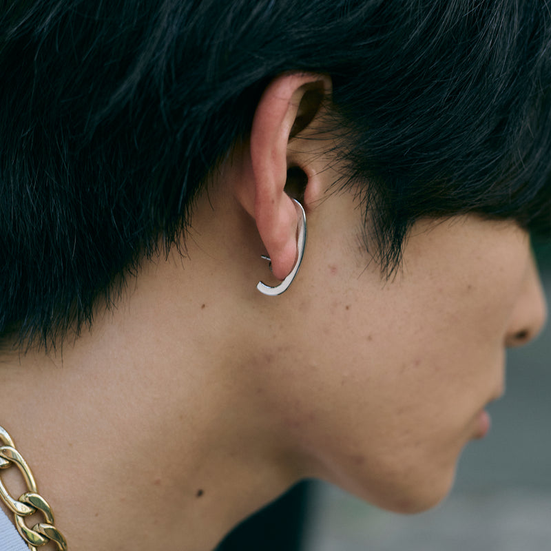 E165 stainless - fake ear cuff pierce（single）- black
