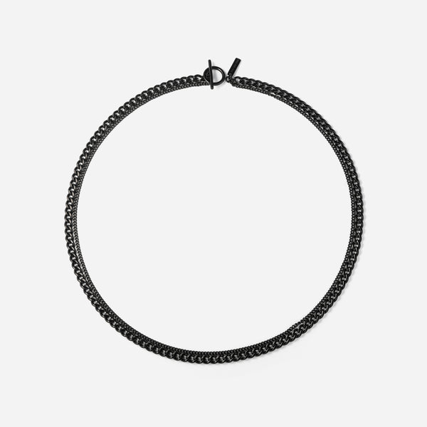 P129 stainless – double chain necklace - black