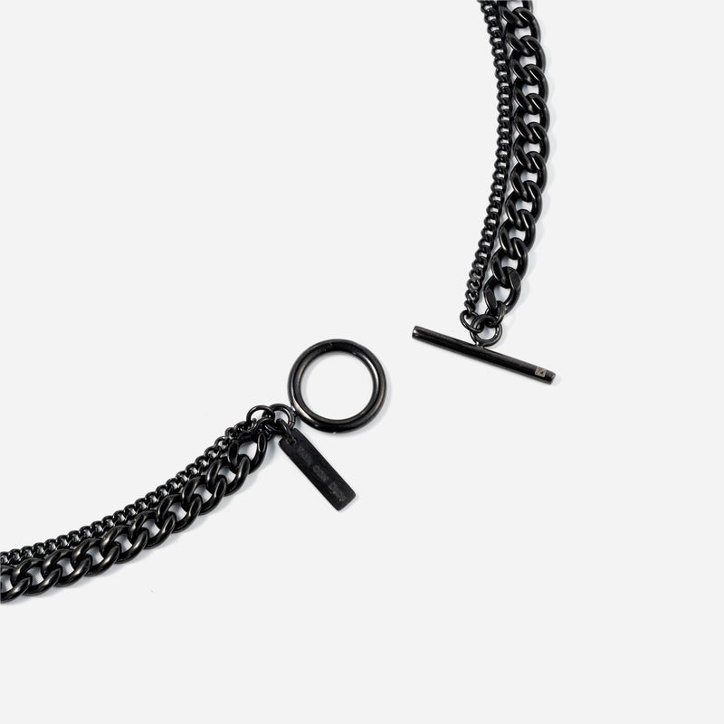 P129 stainless – double chain necklace - black