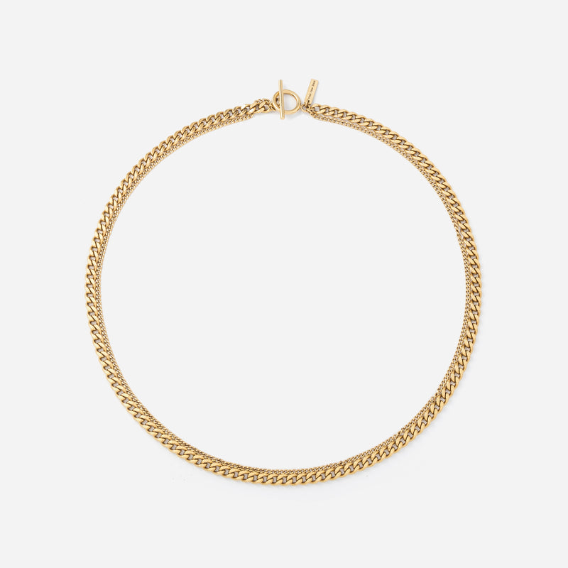 P129 stainless – double chain necklace - gold