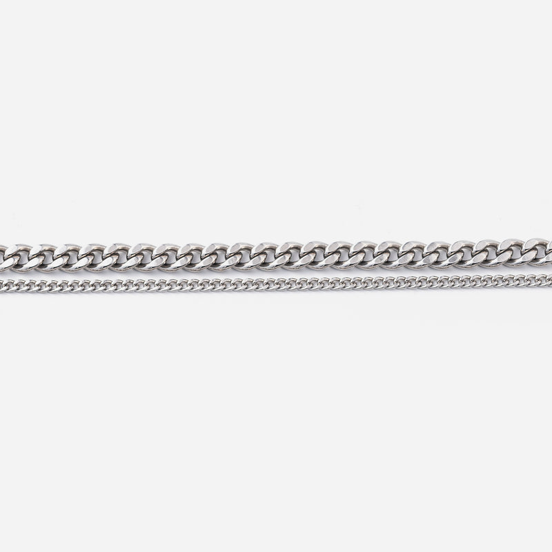 P129 stainless – double chain necklace - silver