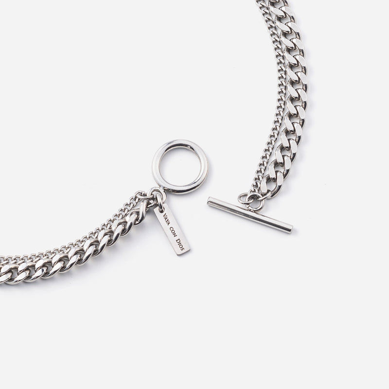P129 stainless – double chain necklace - silver