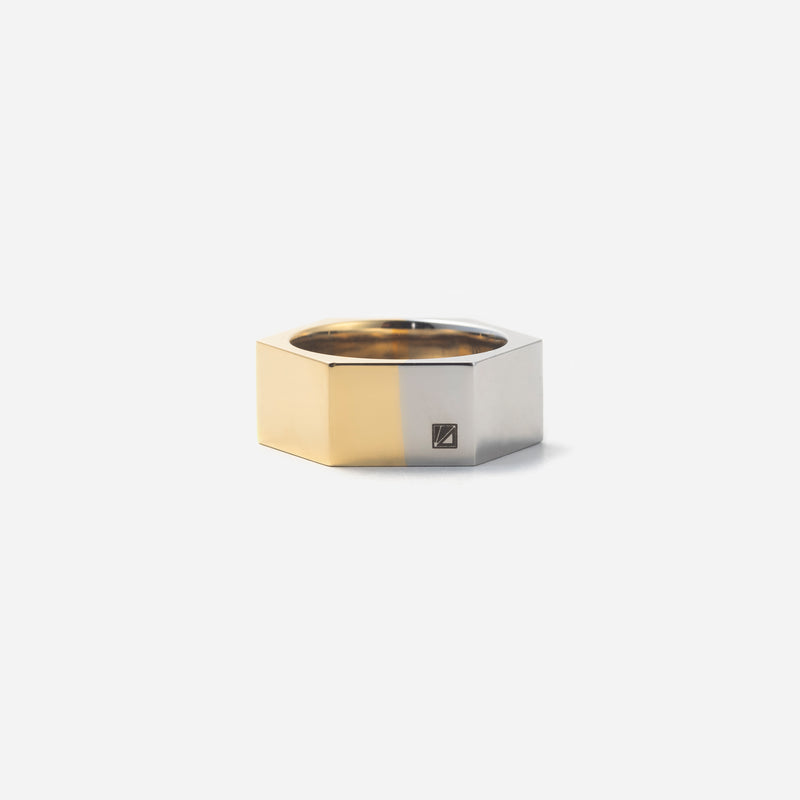 R116 stainless – hexagon half color ring - gold