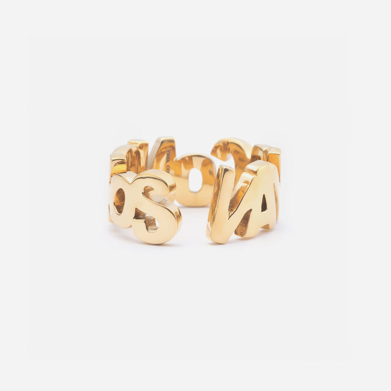 R117 stainless – logo ring - gold