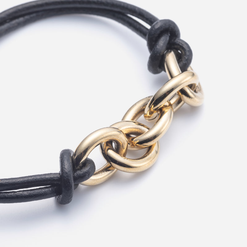 B78 stainless - azuki leather code bracelet - gold