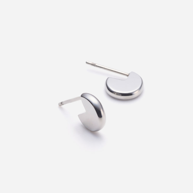 E157 stainless - flat circle pierce（pair）- silver