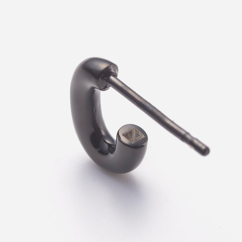 E159 stainless - tiny oval hoop pierce（pair）- black