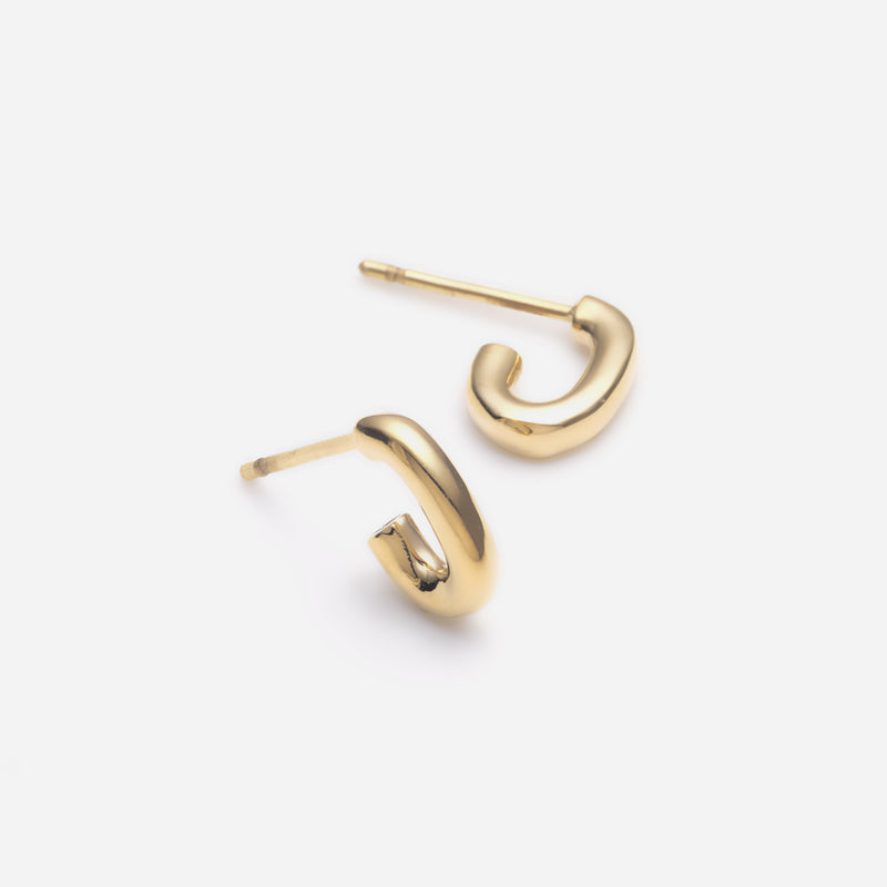 E159 stainless - tiny oval hoop pierce（pair）- gold