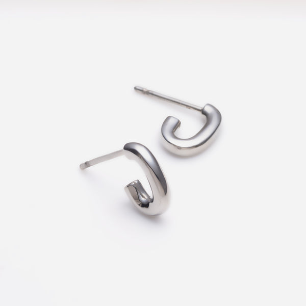 E159 stainless - tiny oval hoop pierce（pair）- silver