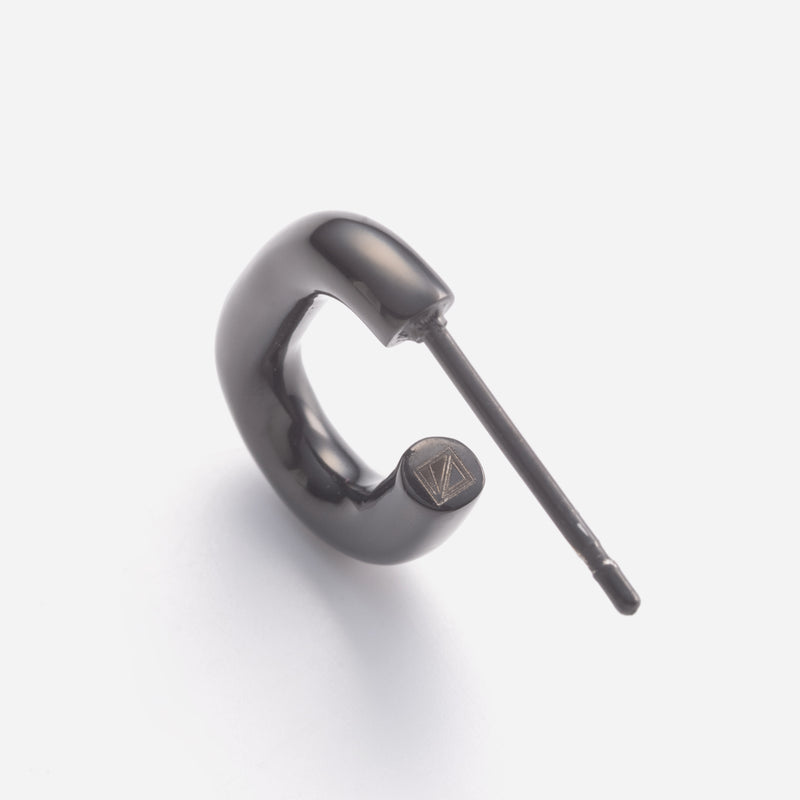 E160 stainless - oval hoop pierce（pair）- black