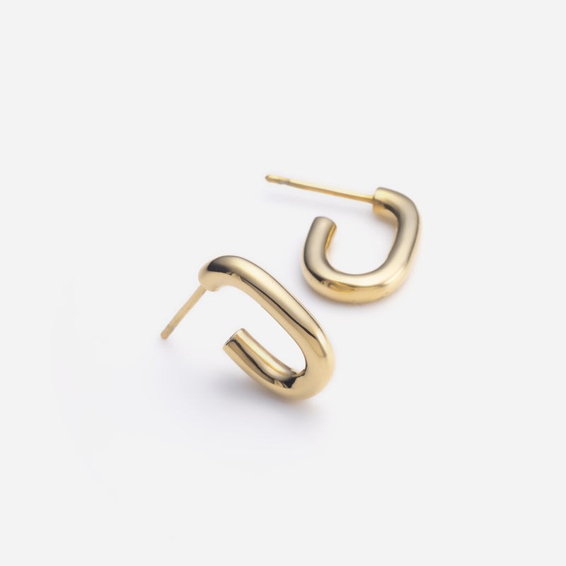 E160 stainless - oval hoop pierce（pair）- gold