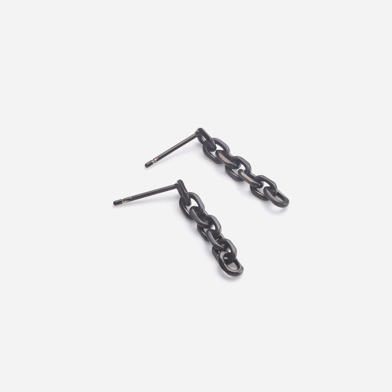 E161 stainless – chain drop pierce（pair）- black