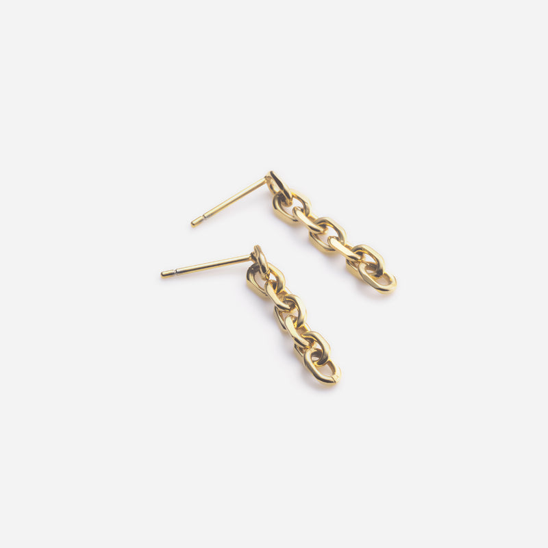 E161 stainless – chain drop pierce（pair）- gold