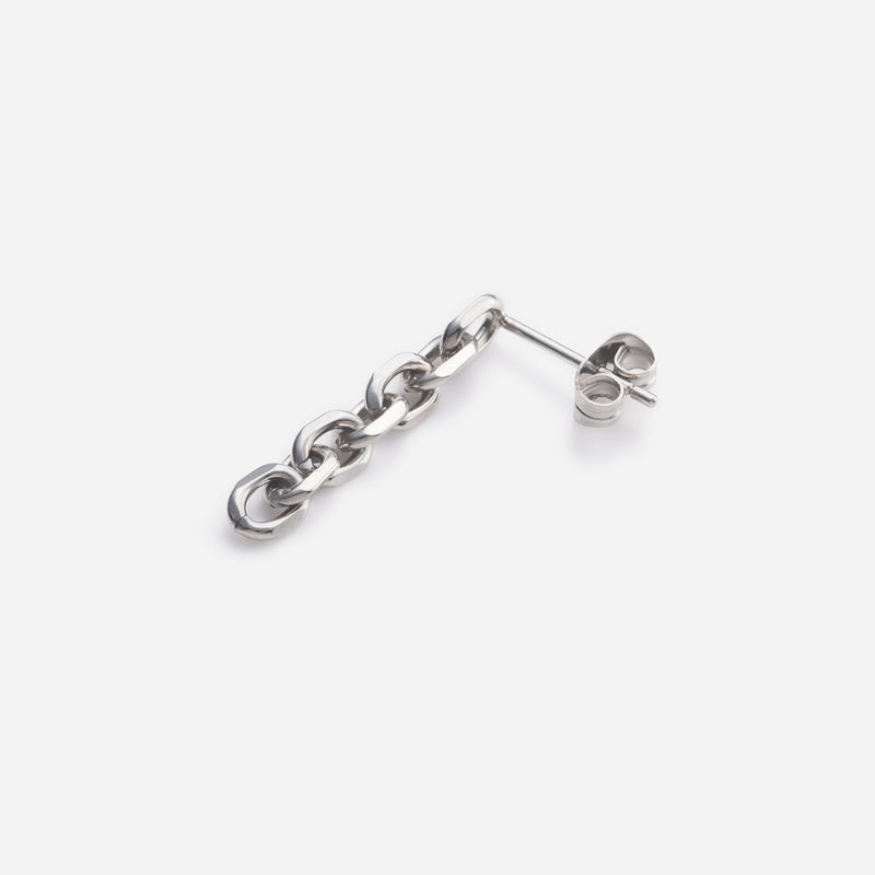 E161 stainless – chain drop pierce（pair）- silver
