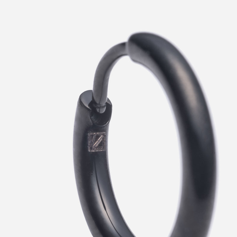 E149 stainless - simple hoop pierce（pair）- black