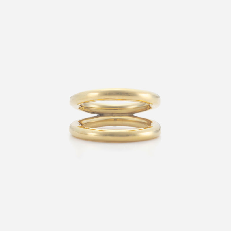 R114 stainless – double line ring - gold