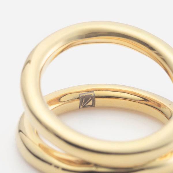 R114 stainless – double line ring - gold