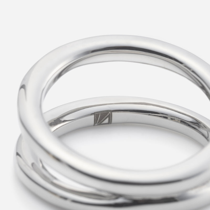 R114 stainless – double line ring - silver