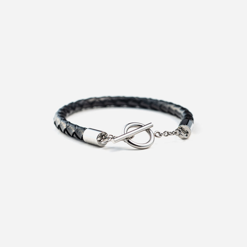 B70 stainless - leather code bracelet