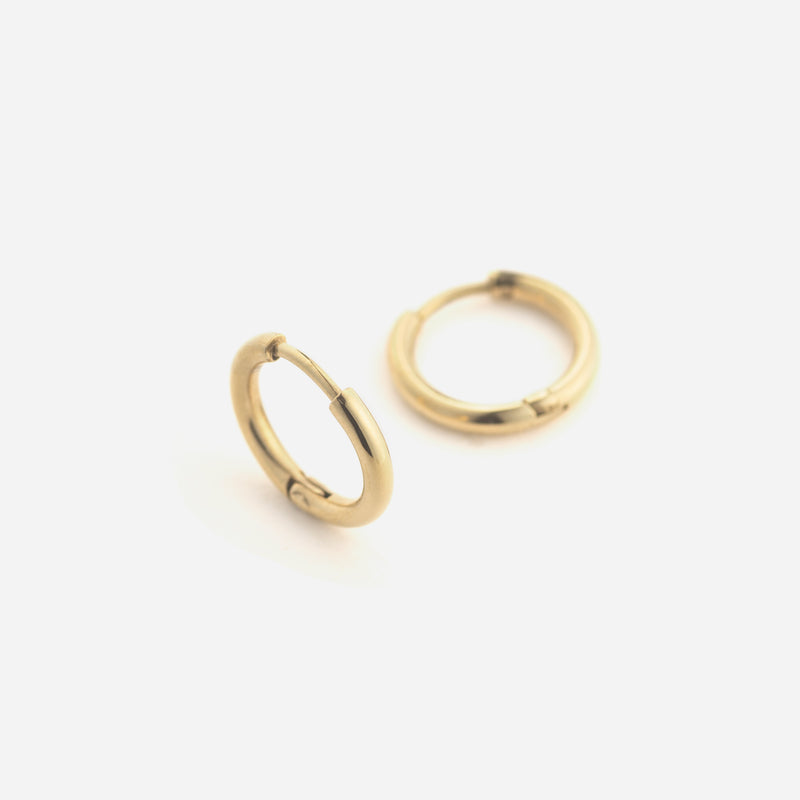 E149 stainless - simple hoop pierce（pair）- gold