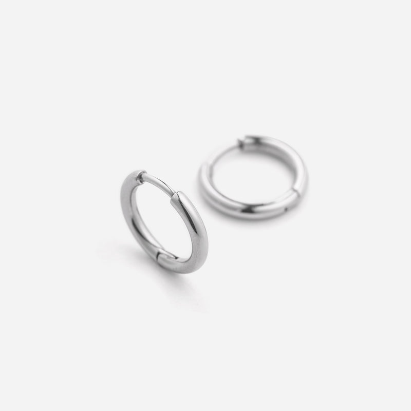 E149 stainless - simple hoop pierce（pair）- silver