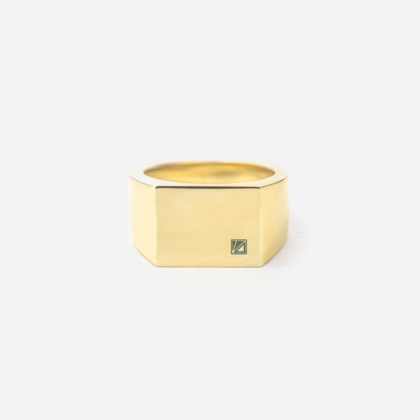 R100 stainless - signet ring - gold