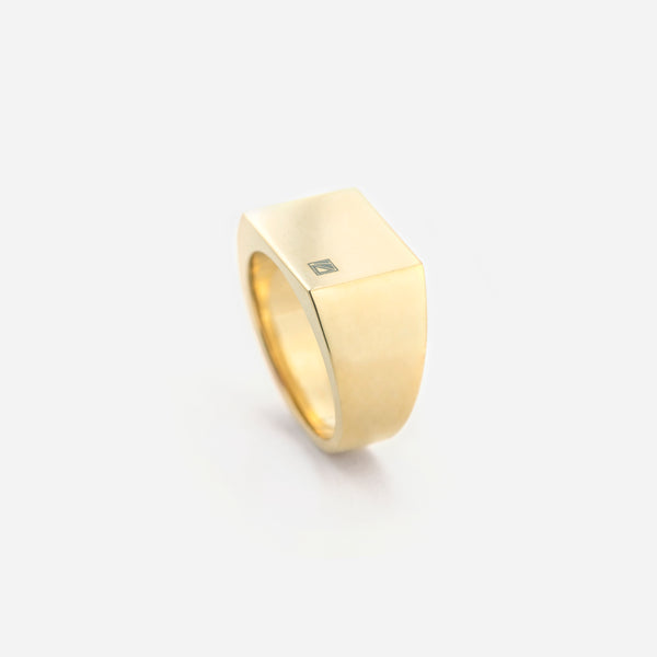 R100 stainless - signet ring - gold