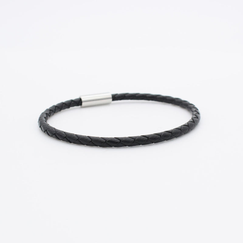 B29 stainless - leather bracelet - black