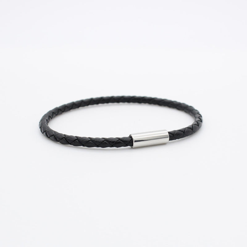 B29 stainless - leather bracelet - black