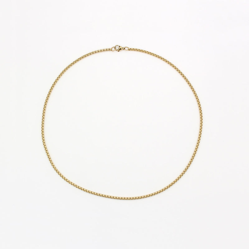 P119 stainless -  box chain  necklace - gold