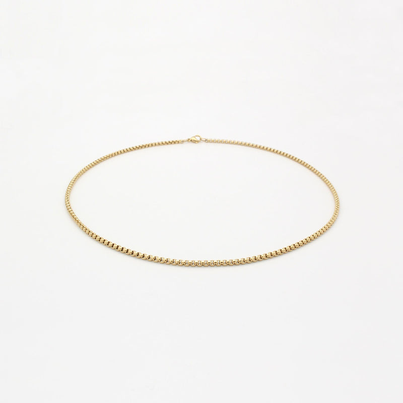 P119 stainless -  box chain  necklace - gold
