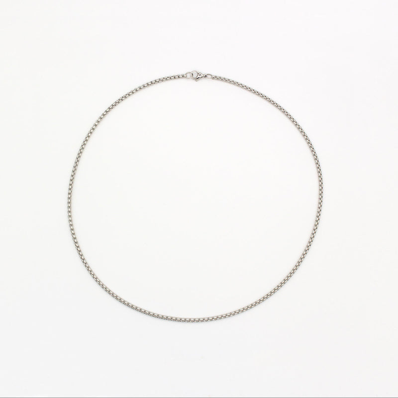 P119 stainless -  box chain  necklace - silver
