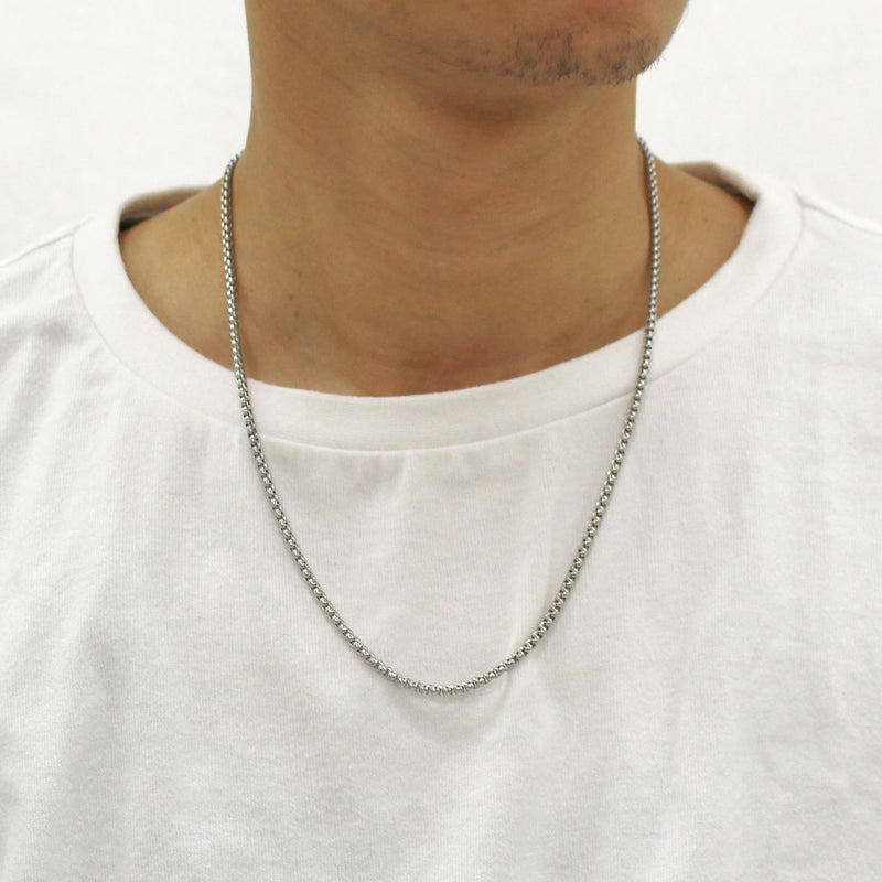P119 stainless -  box chain  necklace - silver